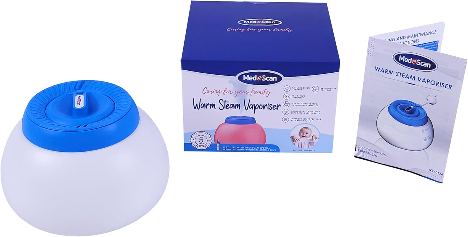 Warm Steam Vaporiser &ndash; 3L Ultrasonic Humidifier for Cold & Allergy Relief, Adjustable Vapour Flow, Nightlight & Red Light Therapy, Ultra-Quiet, Auto Shut-Off, Safe for Babies image number 1