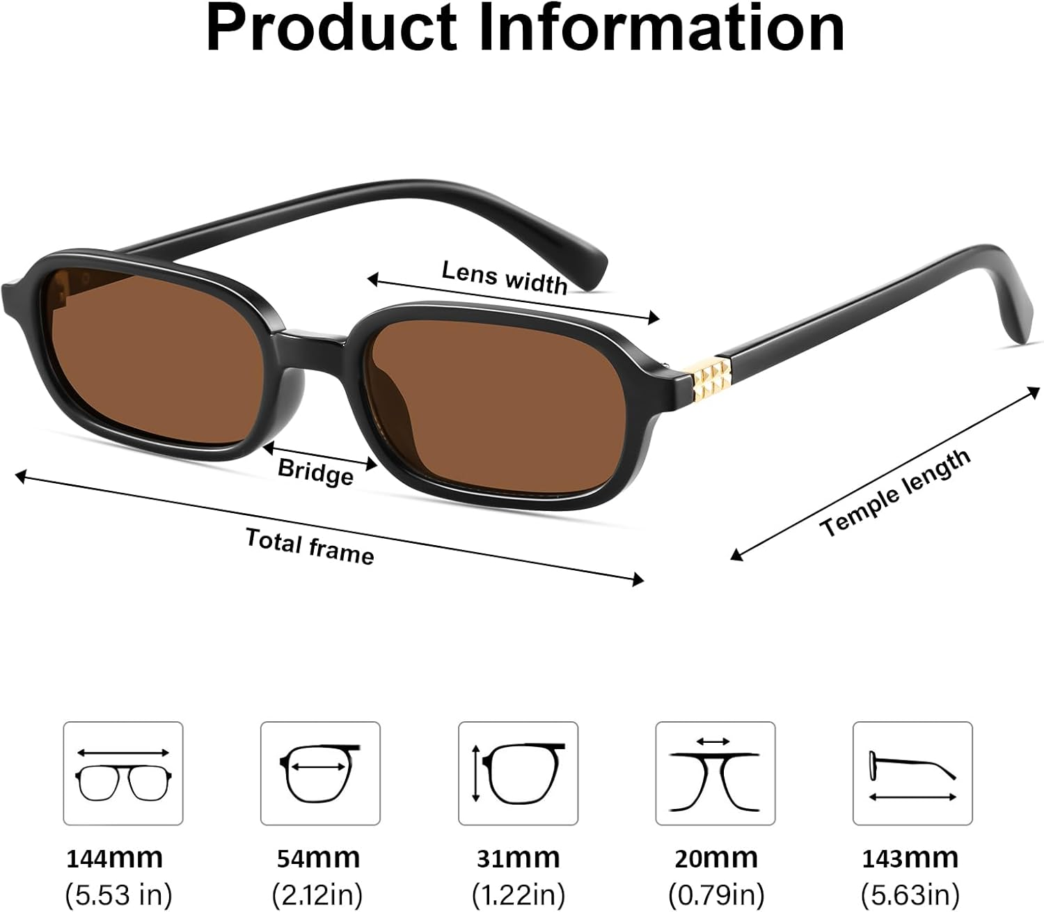 Retro Rectangular Sunglasses for Women Narrow Trendy Small 90S Style Square Frame UV Protection Sun Glasses image number 1