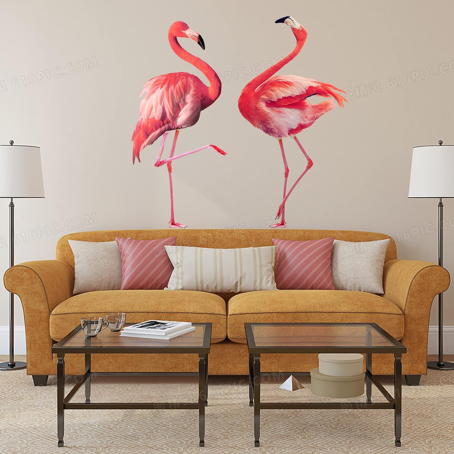 Anfigure Flamingo Wall Decals for Living Room Bedroom Wall Stickers Baby Kids Room Nursery Bathroom Office Wall Decal Corridor Doorway 3D Animal DIY Bird Picture Tv Furniture Home Big Wall Decor