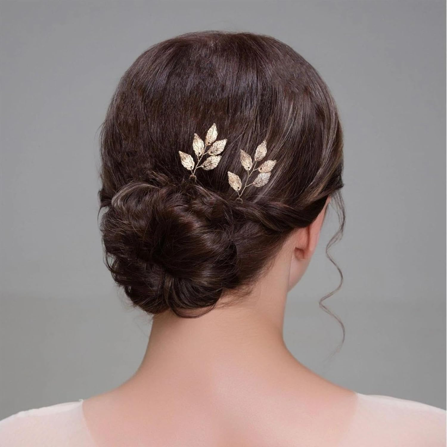Dinghaole 3Pcs Golden Leaf Hair Clip Wedding Accessory - Elegant U-Shaped Hair Clip, Women'S Decoration, Suitable for Brides to Give Gifts, Dances, Party Styling.