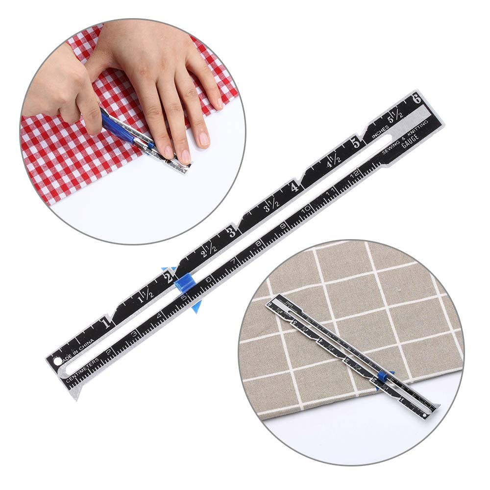 Sagasave 2Pcs Sewing Gauges, Adjustable Sliding Gauge Measuring Tool Fabric Quilting Ruler for Knitting, Crafting and DIY image number 2