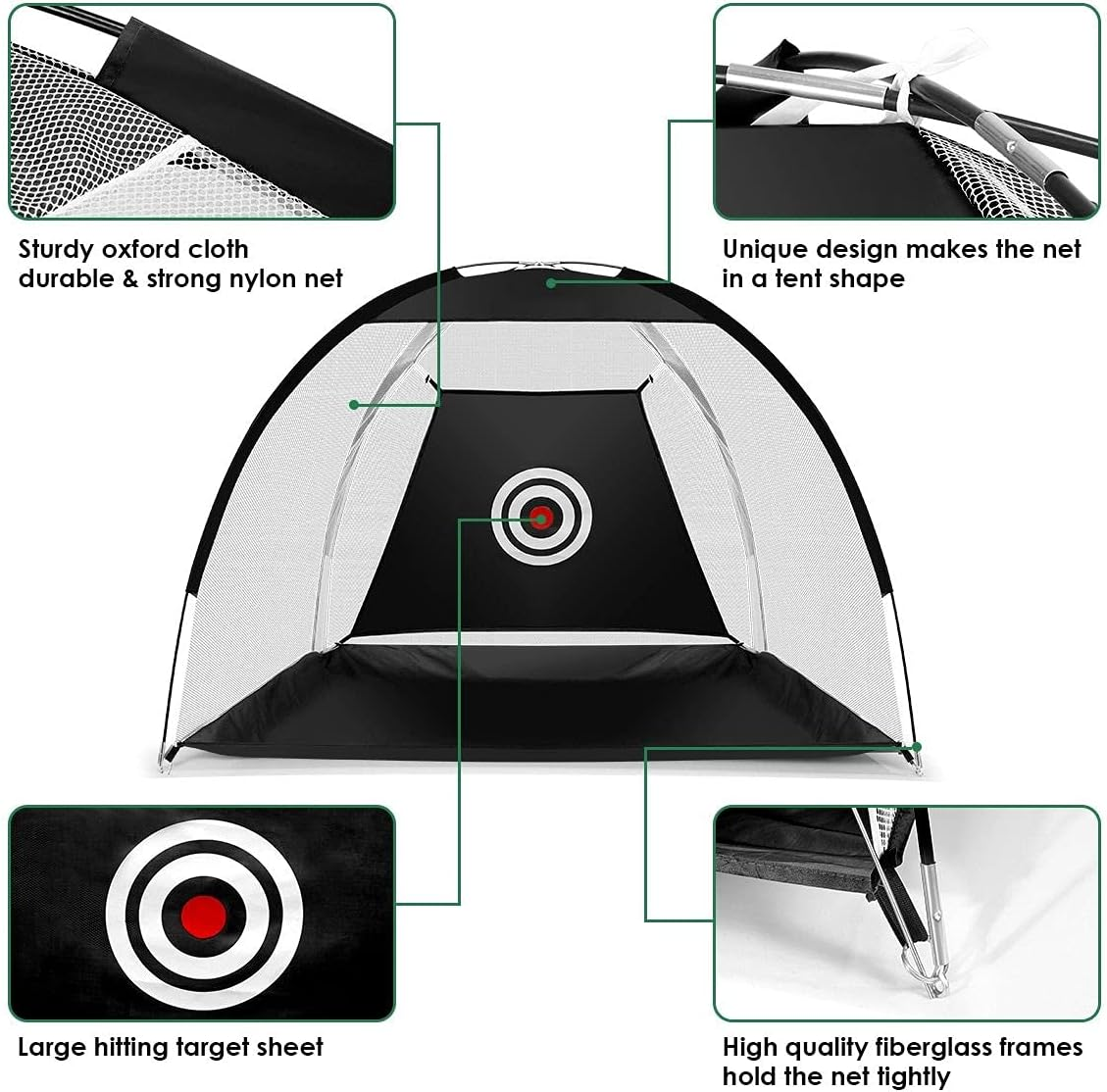 3M Golf Practice Net Hitting Chipping Training Aid Cage for Home Backyard Indoor Outdoor,Black image number 4