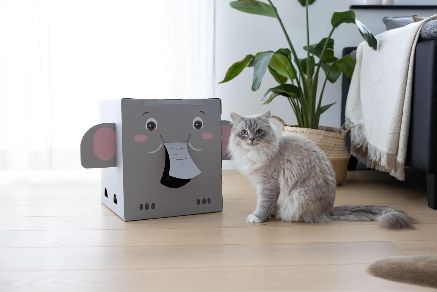 Cat Scratching House Elephant 35 X 35 X 39 Cm Grey image number 1