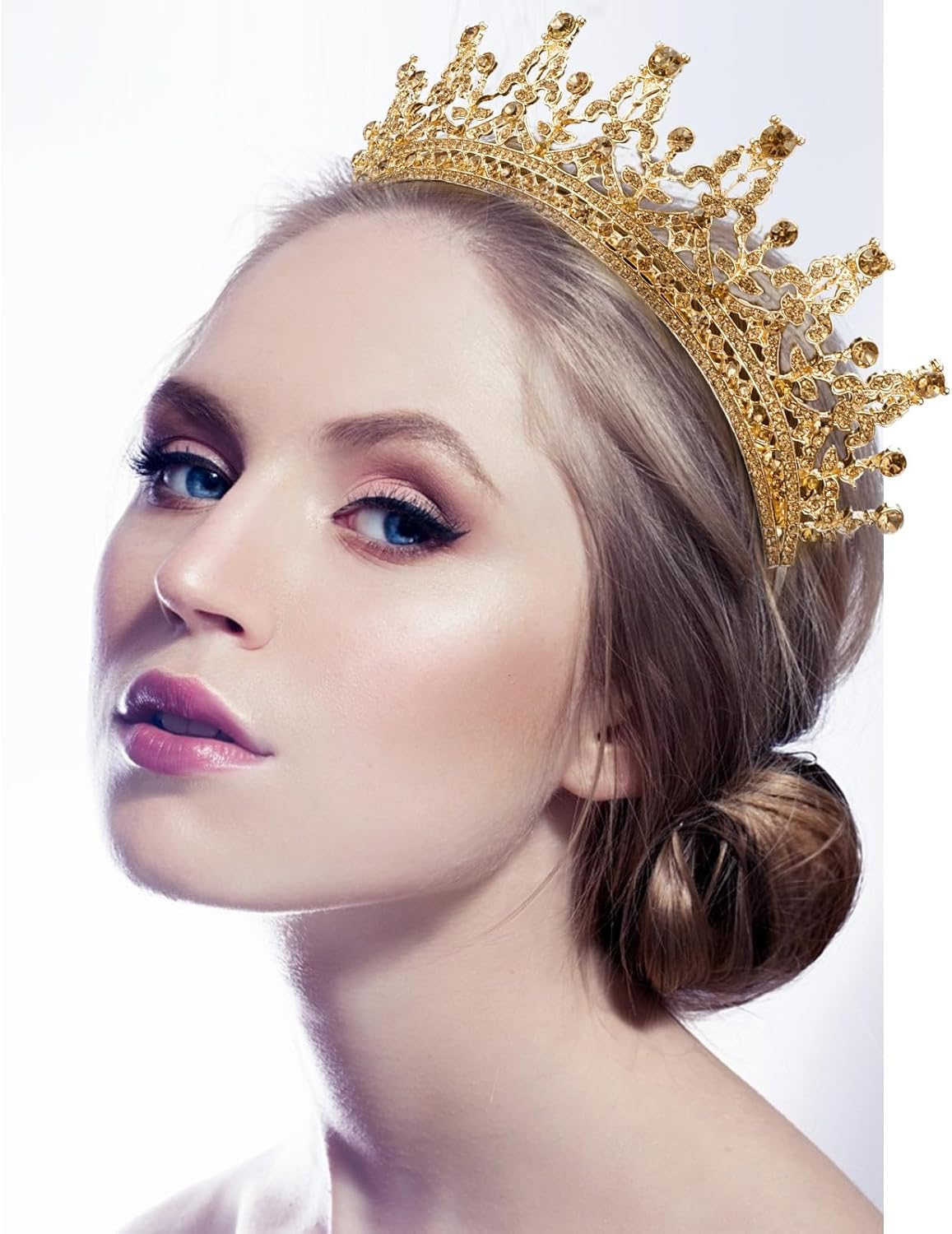 COCIDE Gold Tiara for Women Crystal Crown for Women Rhinestones Queen Princess Hair Accessories for Bride Wedding Birthday Party Bridesmaids Bridal Prom Halloween Costume Cosplay Christmas Gift