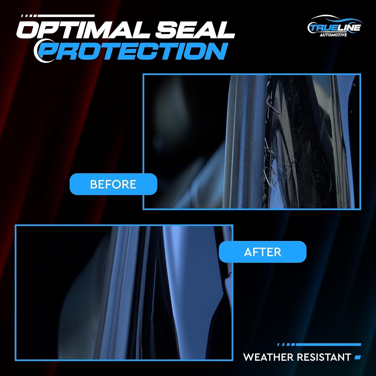 TRUE LINE Automotive 13 Feet Car Front Windshield Strip - Window Door Weather Seal Rubber Stripping - Door Trim Hood Leak Molding Kit - Car Door Seal Strip & Car Weather Stripping image number 6