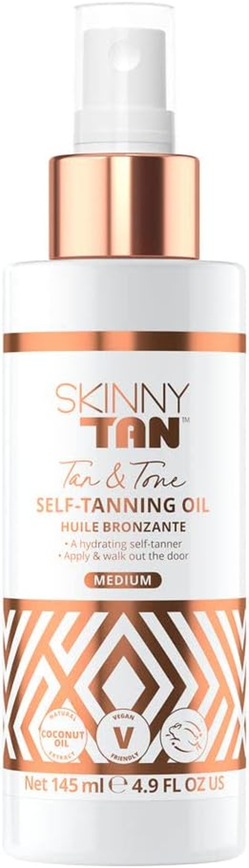 Skinny Tan Tan & Tone Self-Tanning Oil | Streak Free Natural Looking Tan with Coconut Oil | Enriched with Guarana Extract to Tone & Firm Skin | Cruelty-Free & Vegan (Medium) 145Ml image number 3