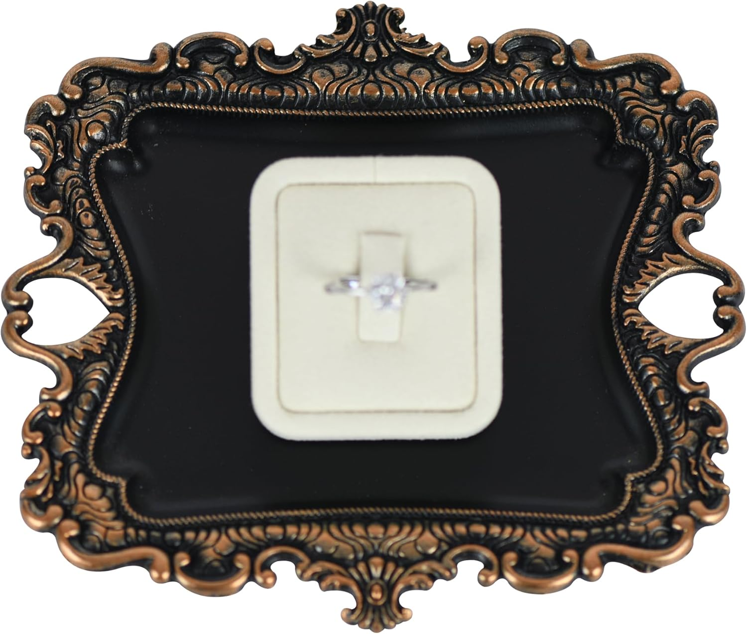 Funly Mee Small Antique Trinket Dish Vintage Gold Jewelry Tray, Ring Holder