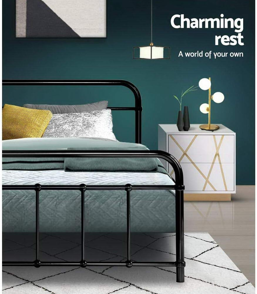 Artiss Queen Metal Bed Frame with Headboard(Base Only), Metal Platform Bed with Easy Assembly, 300Kg Capacity Heavy-Duty Metal Slats with under Bed Storage for Master Bedroom/Guest Room, Black image number 5