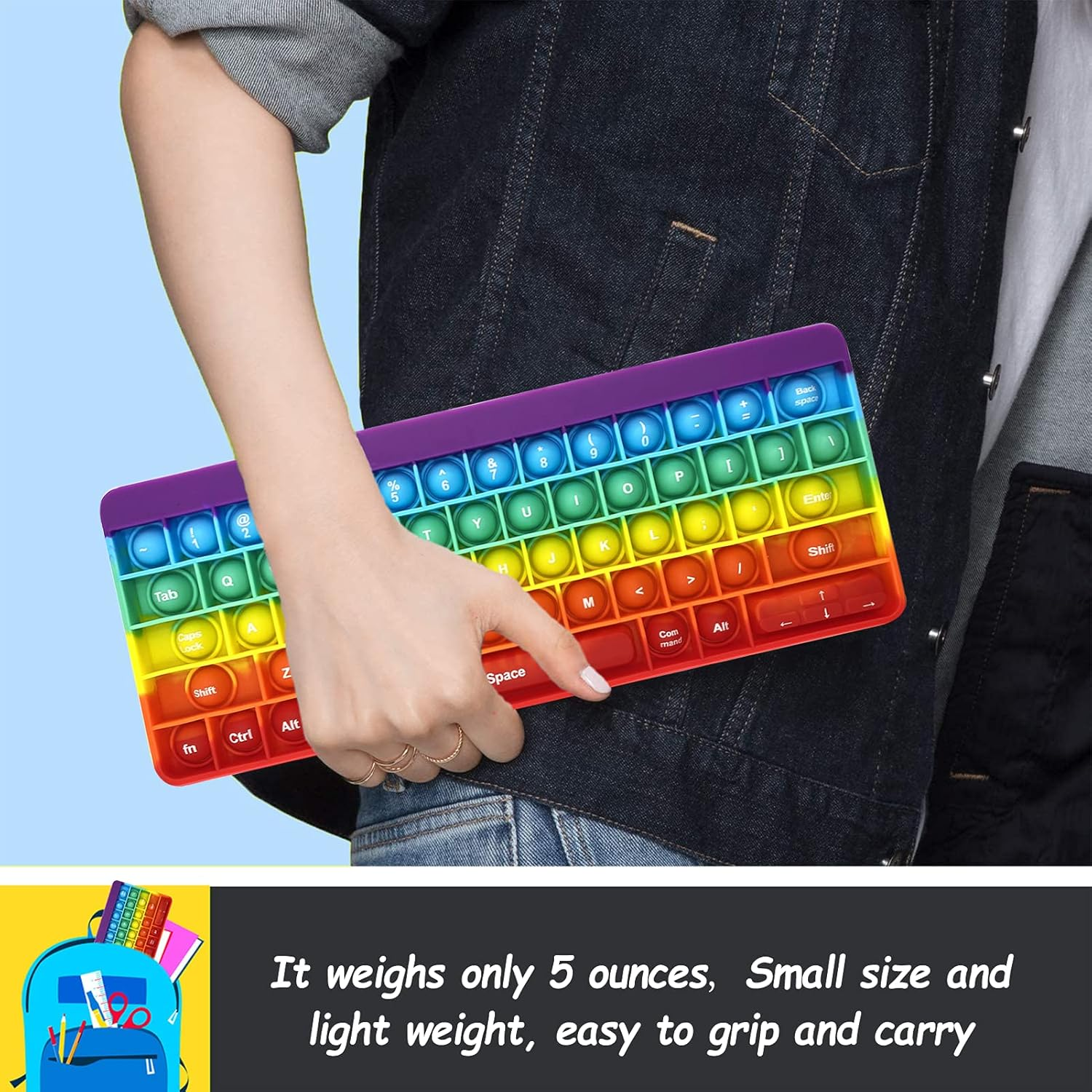 Exun Push Pops Bubble Fidget Sensory Toy Rainbow Popping Silicone Game Toy Anxiety & Stress Reliever Autism Toy for Kids and Adults Anxiety ADHD ADD Autism (Keyboard) image number 2