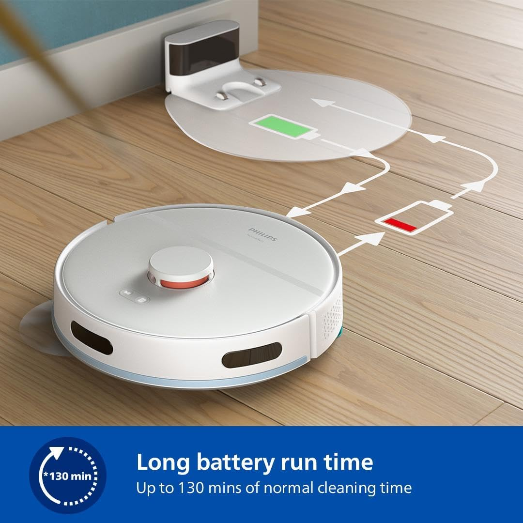 Philips Homerun 2000 Series: 2-In-1 Robot Vacuum and Mop with 2700 Pa Suction & 130 Min Runtime, Laser Navigation, Carpet Boost, App-Controlled, White (XU2000/20) image number 6