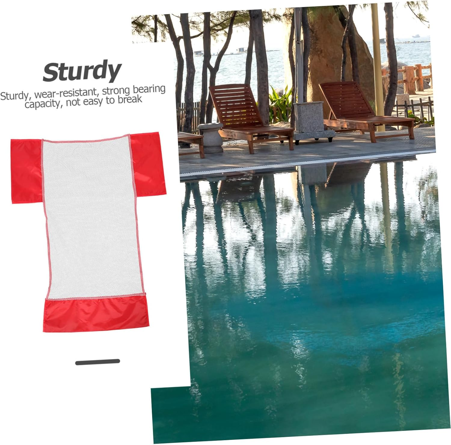 2Pcs Portable Swim Float Nets Pool Chair Mesh Swim Accessory Red Mesh Convenient Water Float for Swimming Pool and Beach Games image number 4