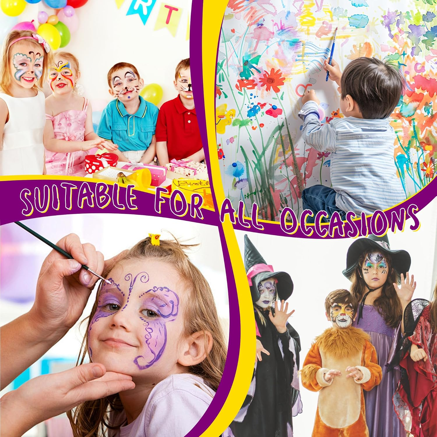 Face Painting Kit for Kids - 20 Colors Water Based Non Toxic Face Paint Kit, Face Painting Kit Professional Includes Hair Chalks,Brushes,Stencils & Tattoos - Party Halloween Christmas Makeup Kit image number 1