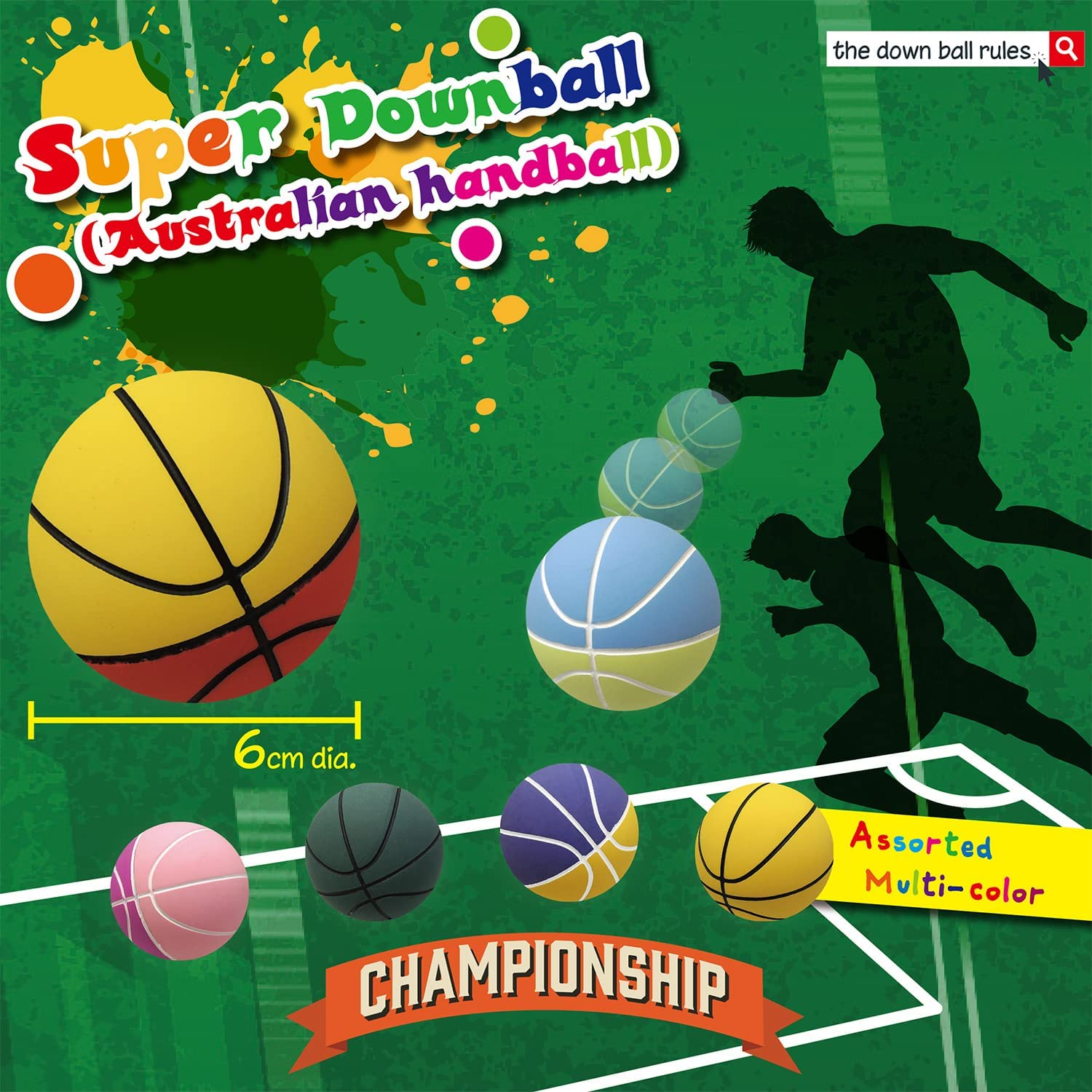 [6Pcs Pack, Random Color] Kenisy down Ball | Australian Handball | Kid Bouncy Balls 60Mm Mixed Color Party Game Bag Filler for Children | down Ball Set image number 2