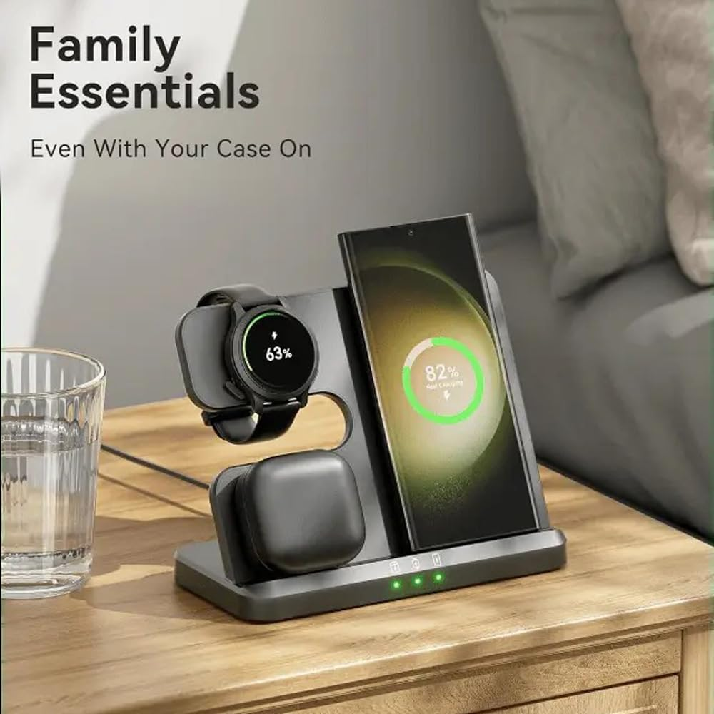 Ledlabs 3-In-1 Wireless Charging Station for Samsung &ndash; 15W Fast Charger Stand/Dock for Galaxy S24/S23 Ultra, Watch 7/6, Buds Pro/Live image number 5