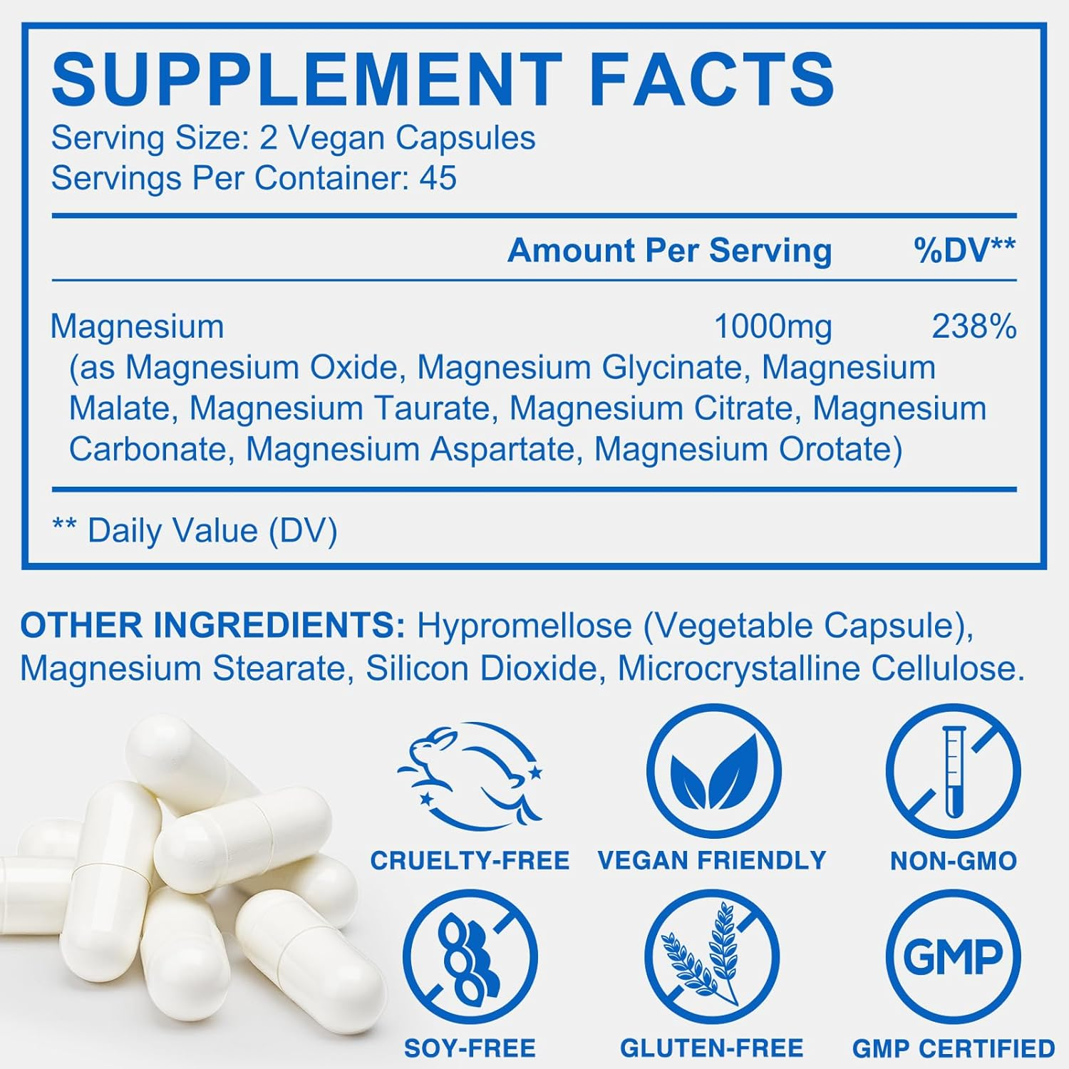 Magnesium Complex 8-In-1 Supplement 1000Mg | Includes Glycinate, Citrate, Malate, Taurate & More | Multi-Source Formula | Vegan, Non-Gmo | Easy-To-Swallow Capsules | 90 Count image number 3