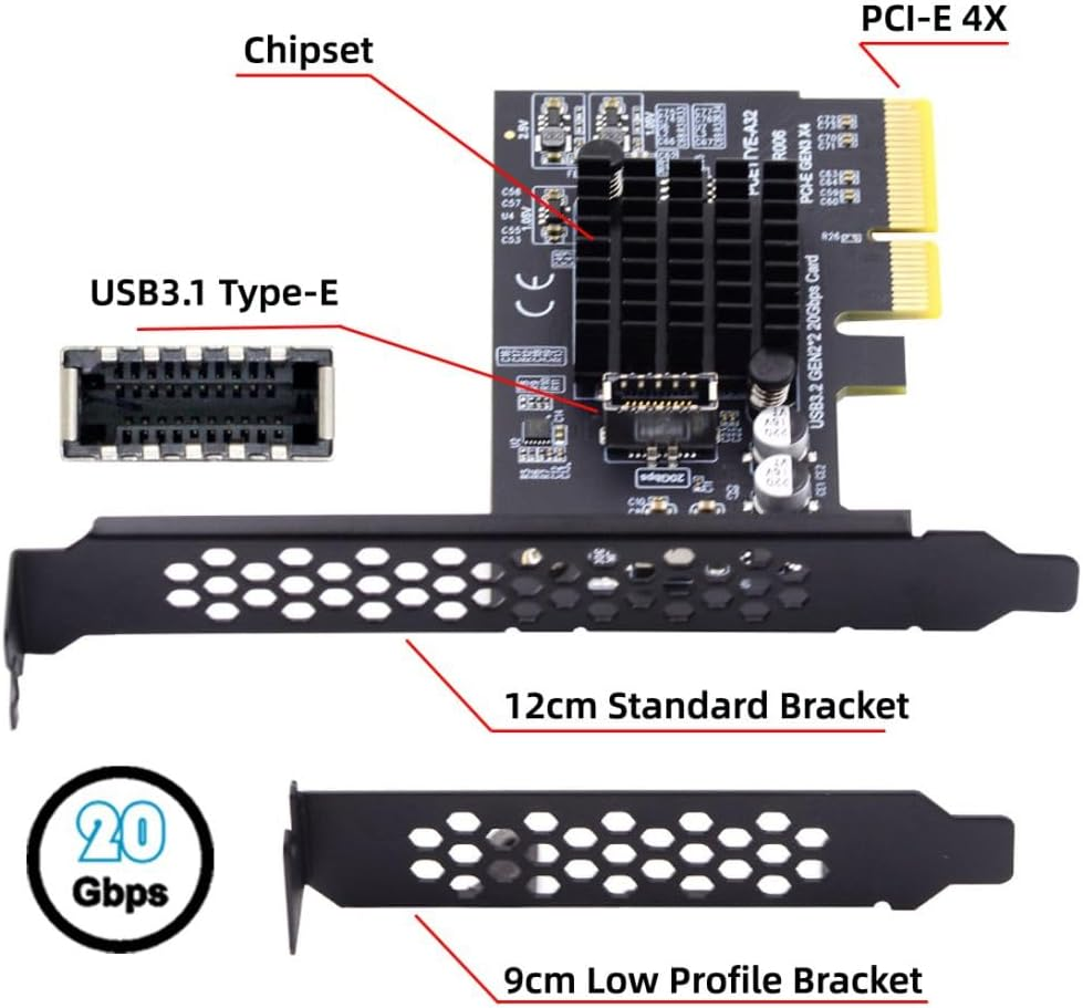 Chenyang USB 3.2 Gen2X2 Type-E Front Panel Socket to PCI-E 4X PCI Express Expansion Card Adapter image number 4