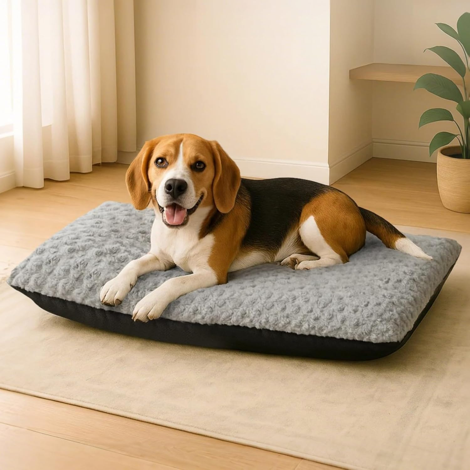 Pawz Calming Dog Bed for Medium Dogs,Fluffy Velvet Pet Bed for Dogs Cats,Anti Anxiety Pet Beds Dog Mattress Mat with Non-Slip Bottom, Waterproof Liner,Machine Washable Dog Bed Cushion(Medium) image number 6