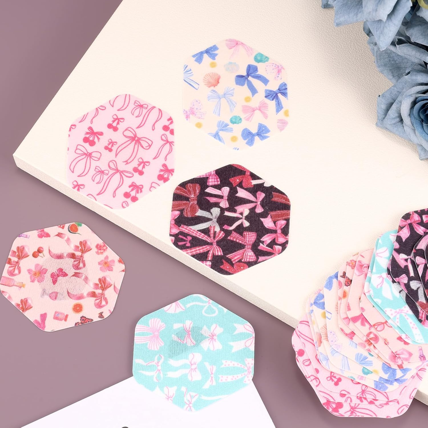 25Pcs Sensor Covers for Libre 2/3, Non-Woven Fabrics Bow Style Adhesive Sensor Stickers Breathable Sweatproof Waterproof CGM Monitor Patches Compatible with Libre (5 Styles) image number 6