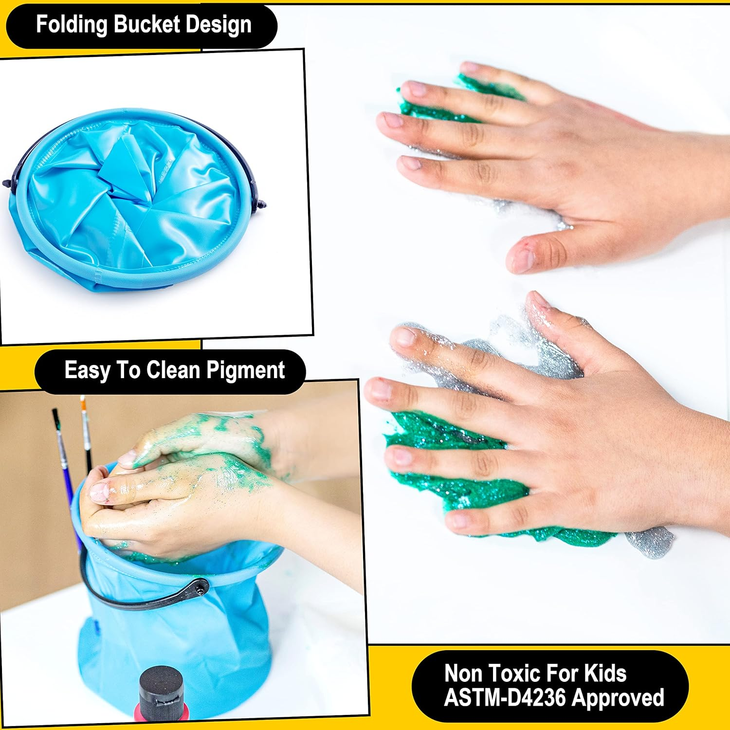 JOYIN 12PCS Washable Kids Tempera Paint Set (2 Oz Each), Liquid Paint with 6 Brushes, 2 Palette & 1 Stretchable Washing Bucket , Non-Toxic Kids Paint for Arts and Crafts Project, Finger Painting, Hobby Painters image number 1