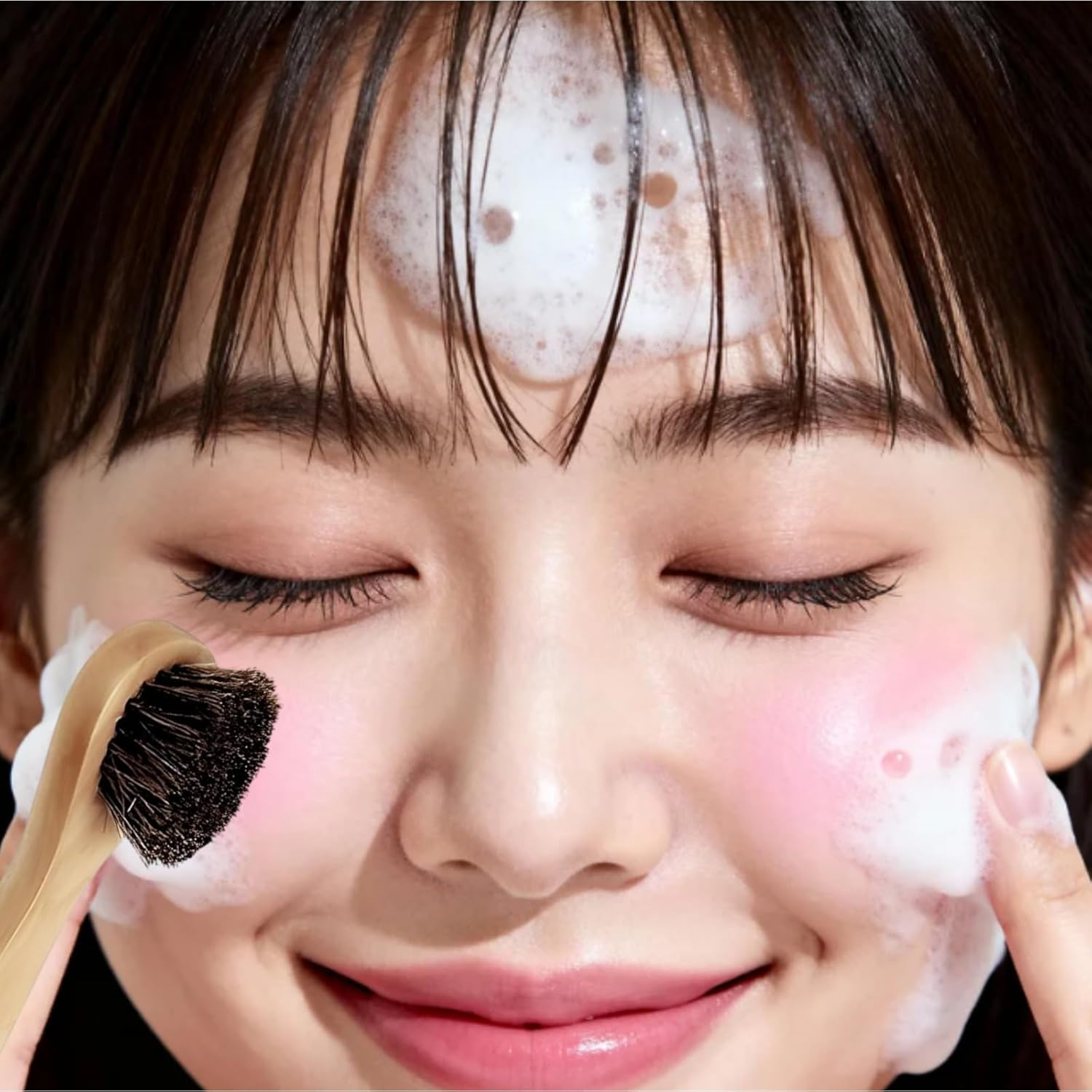 Abeillo 2 PCS Wood Handle Facia Cleansing Brush with Soft Horsehair Natural Bristles, Gentle Exfoliating Scrub Brush for Exfoliating,Massaging,Removing Blackhead,Daily Deep Cleaning for Men and Women