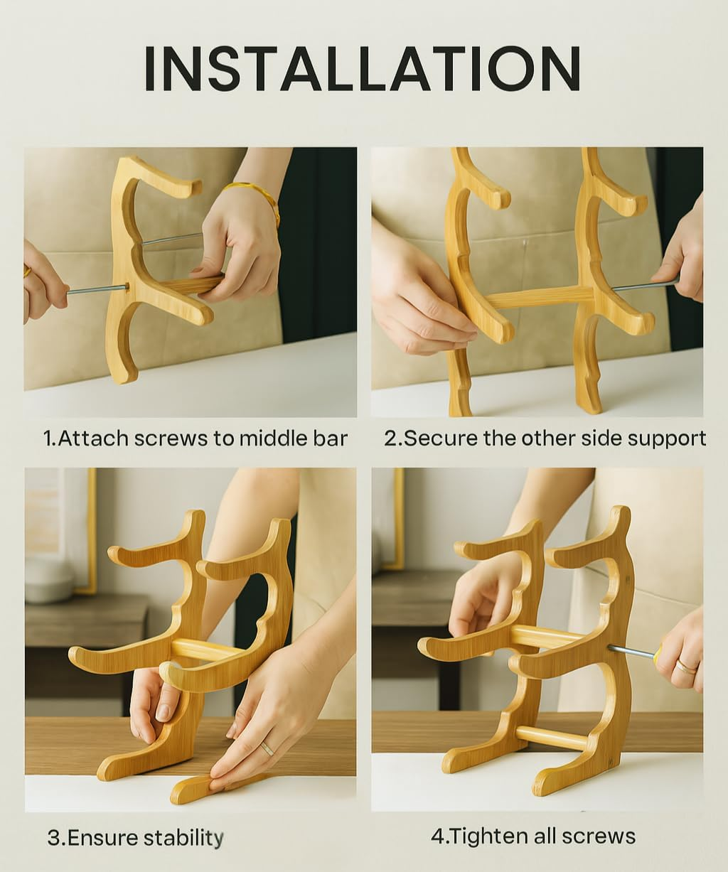 COZYVISTA - 3 Tier Fruit Bowl Stand &ndash; Bamboo Frame with White Ceramic Bowls for Countertop Storage & Display &ndash; Tiered Fruit Holder for Kitchen, Dining, or Pantry &ndash; Space-Saving & Modern Design image number 6