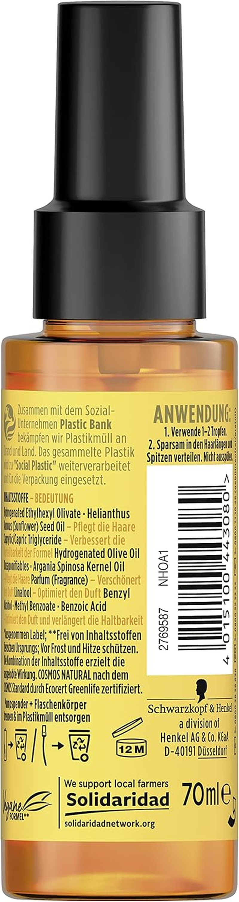 Nature Box Nutritional Hair Oil (70 Ml), Hair Oil with Argan Oil Provides Intensive Care and Protects against Split Ends, Bottle Made from 100% Social Plastic