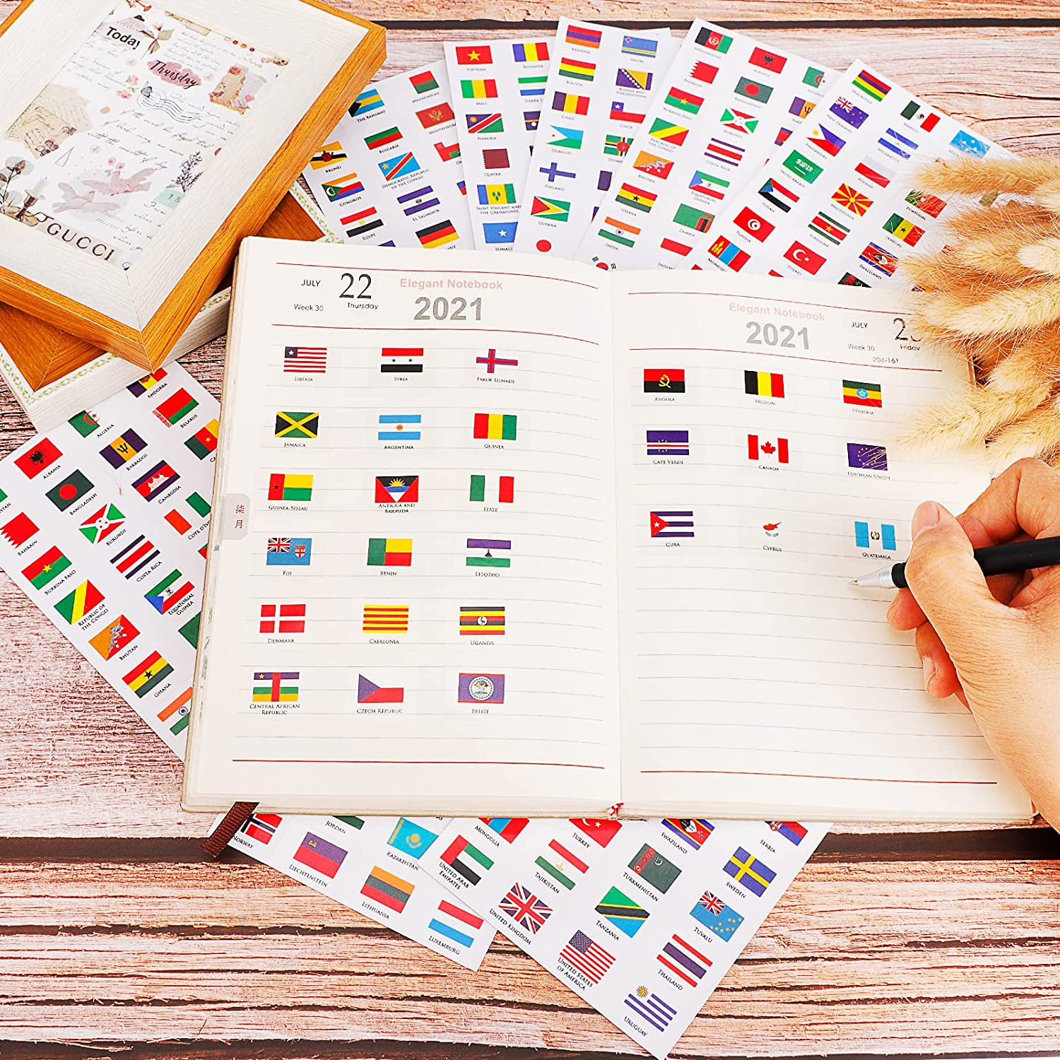 YACAISI 384 PCS World Flag Stickers, Waterproof Countries Flags PVC International Country 192 Stickers Travel Mini for School Planner Scrapbook Journal image number 1