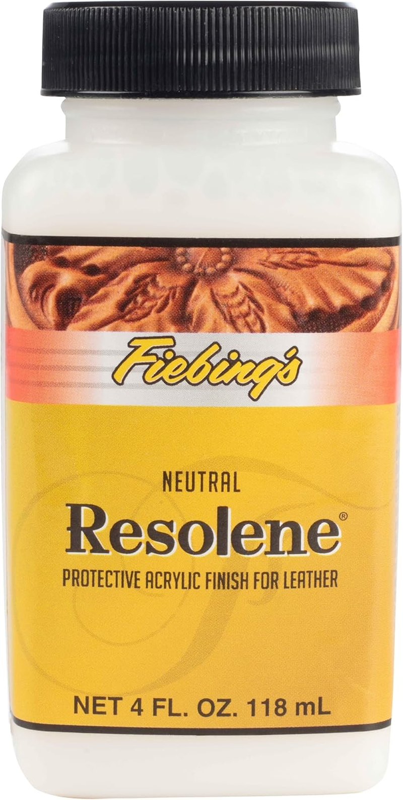Fiebing'S Acrylic Resolene (4 Oz) - Protective Acrylic Leather Finisher - Glossy Finish Top Coat for Dyed & Polished Leathercraft - Flexible, Durable, Water Resistant for Boots, Couch, Purse, Neutral,