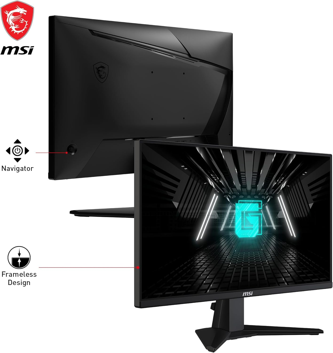 MSI G255F 24.5 Inch FHD Gaming Monitor - 1920 X 1080 Rapid IPS Panel, 180 Hz / 1Ms (Gtg), 99% Srgb Colour Gamut, Adaptive-Sync - DP 1.2A, HDMI 2.0B CEC image number 2