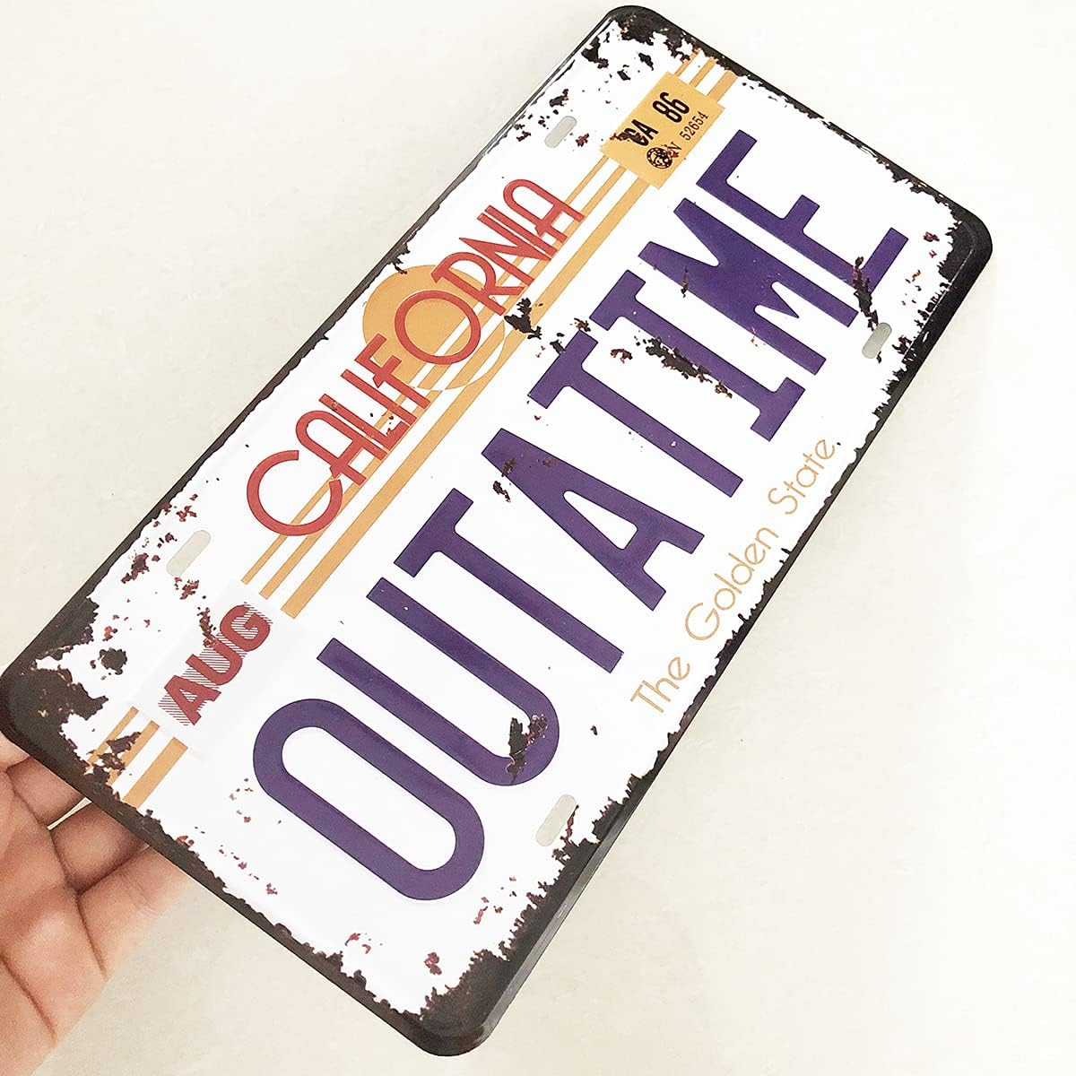 Outatime Back to the Future License Plate Memorabilia, Embossed License Plate Replica, Delorean Movie Prop Metal Stamped Vanity Number Tag, 12X6 Inch image number 2
