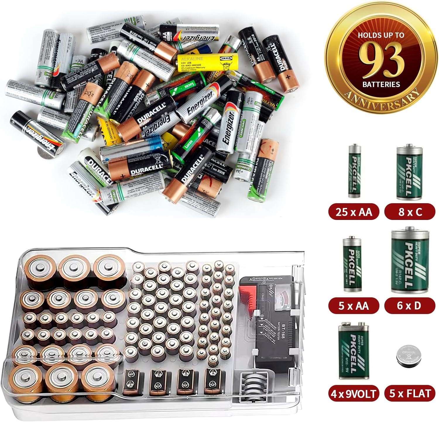 Battery Box Organiser Storage Organiser with Battery Tester image number 2