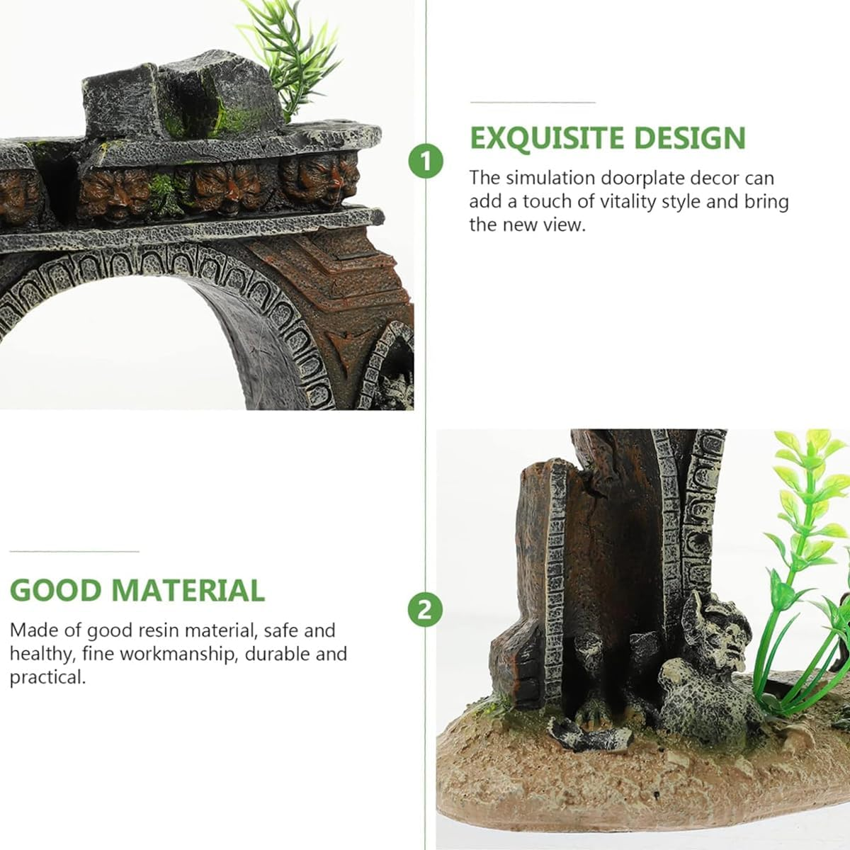 AIMALL Resin Aquarium Castle Archway Decorative Fish Tank Ornament Realistic Door Landscape for Betta Shrimp Turtle Hideout Underwater D&eacute;cor