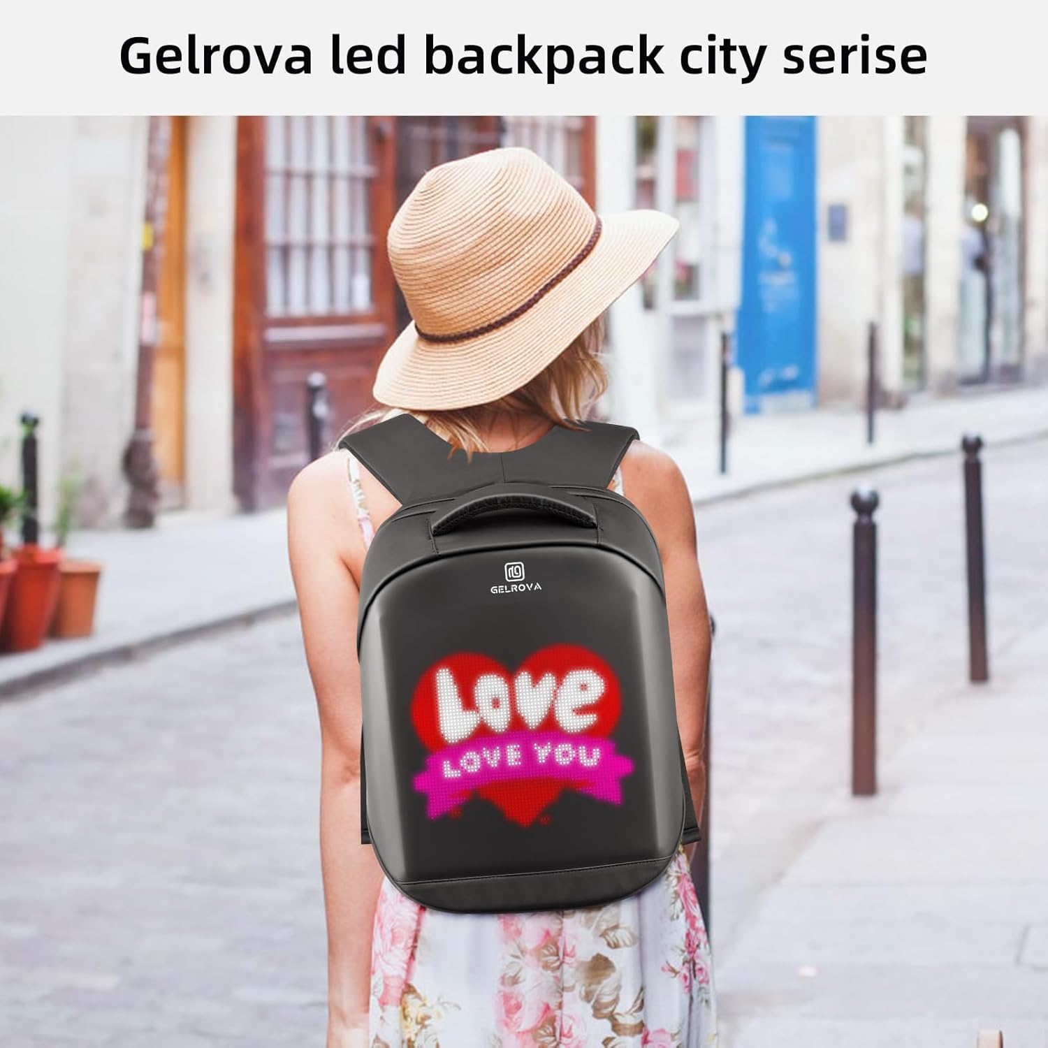 Gelrova LED Backpack with App Control City Serise, Cool DIY Pixel Art Animation Fashion Programming Laptop Backpack image number 4