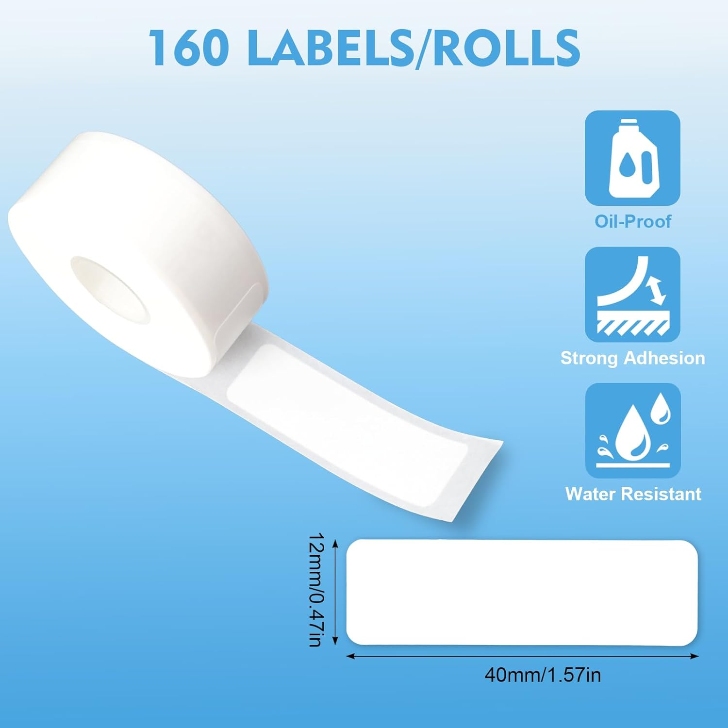 3 Rolls Label Tape Thermal Label Tape Label Print Stickers 12 X 40 Mm Waterproof White Labels Label Printer Paper for Q31 Q30S Q30 D11 D30 D30S LI MI Q1 E1 Label Printers 160 Label per Roll image number 4