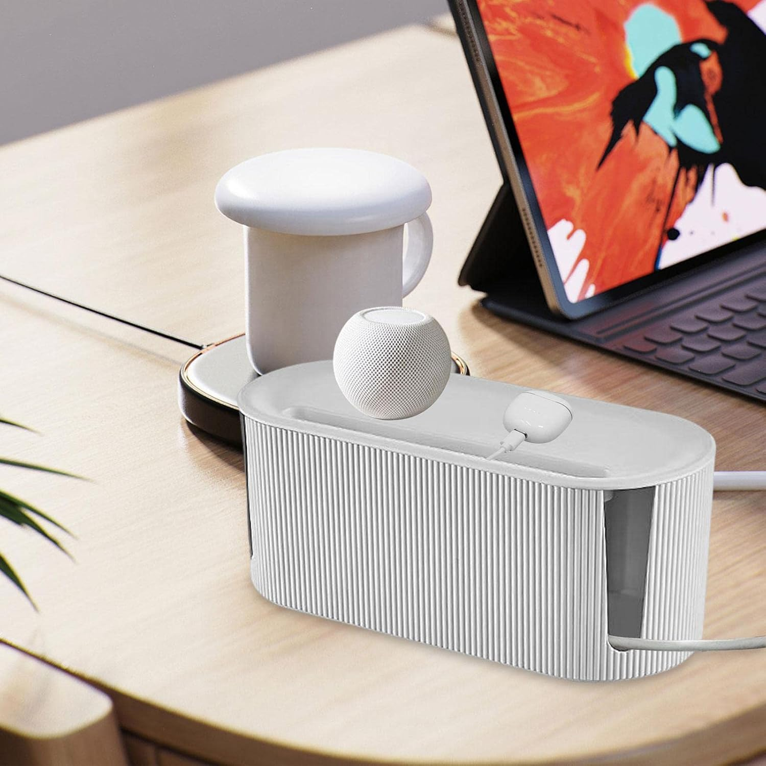 Cord Management Box - Style Cord Box Socket Storage with - Household Cable Organizer for TV Wires, Computer, USB Hub, Power image number 2