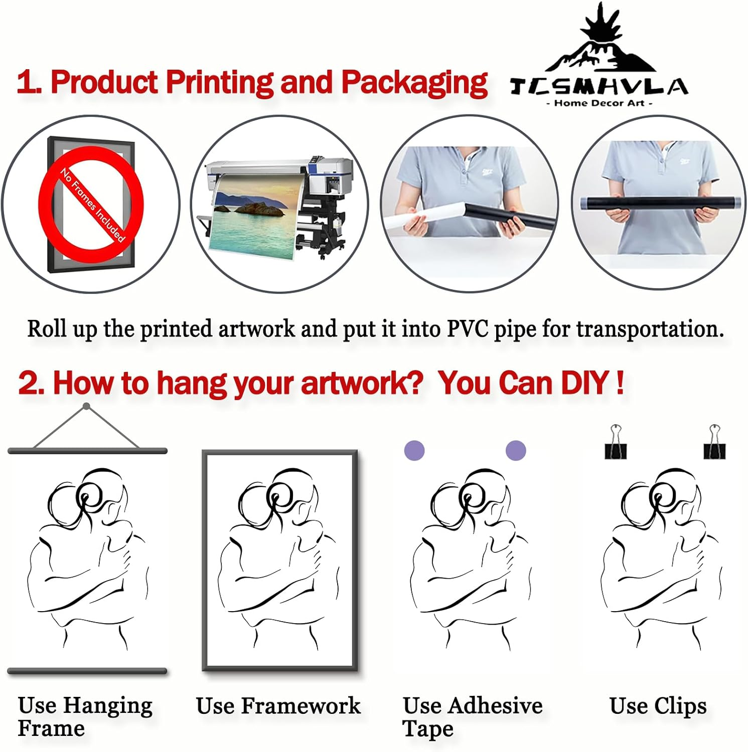 Black & White Abstract Line Art Canvas Print - Couple Hugging Wall Art - Minimalist Line Art Prints for Bedroom - No Frame