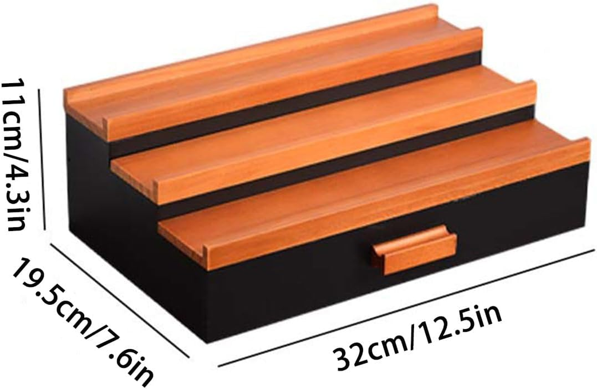 AIMALL Solid Wood Makeup Organiser 3-Tier Drawer Storage Rack for Desktop Lipstick Eye Shadow Perfume Display Holder 12.5In X 7.6In X 4.3In image number 5