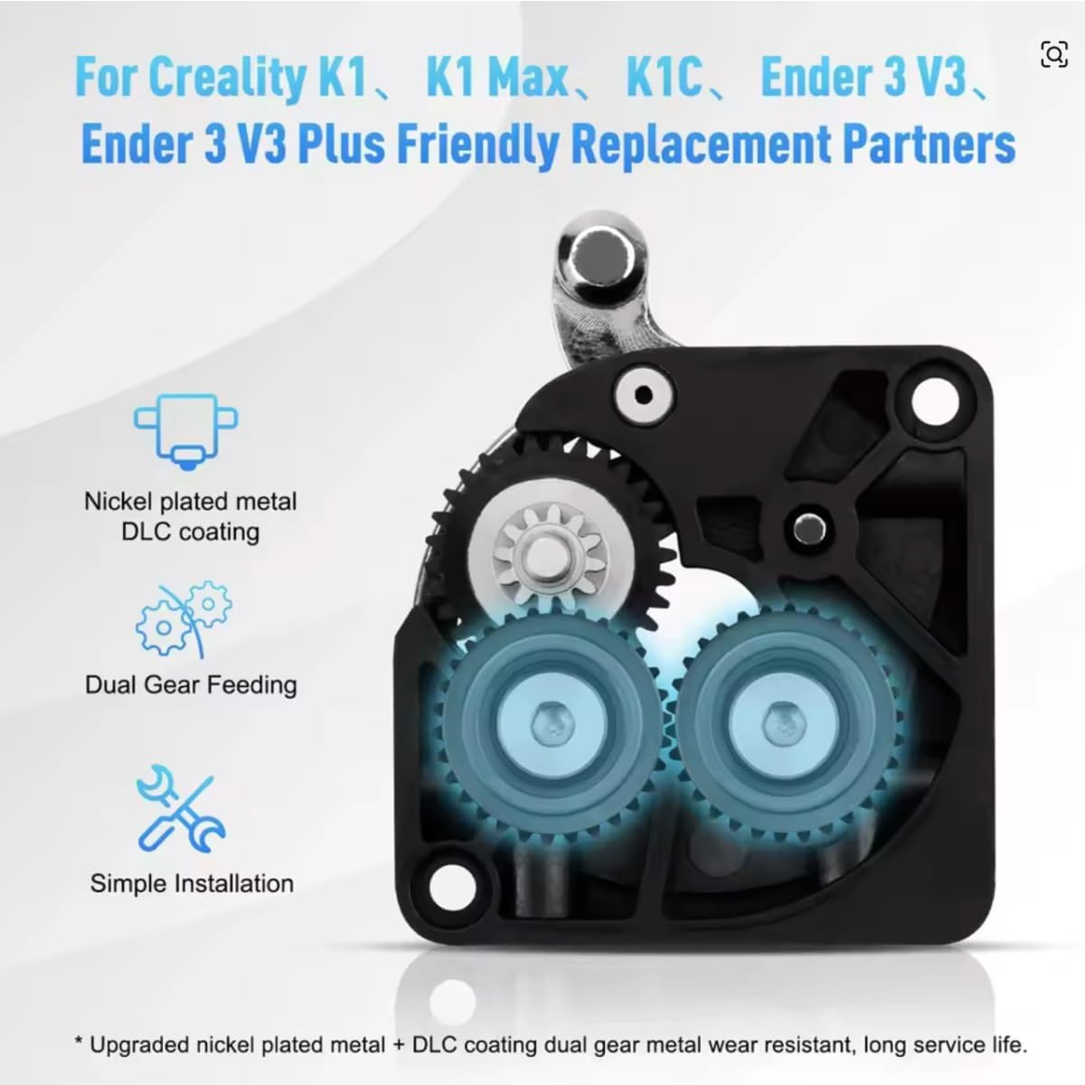 K1C Extruder Gear Kit &ndash; All-Metal DLC Coated Nickel Plated Drive Gears for Creality K1, K1 Max, K1C 3D Printer &ndash; High Hardness, Wear-Resistant, Fix Grinding & Slipping Issues for K1 Series Extruder image number 6