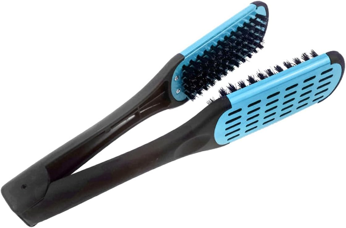 Namvo Hair Straightening Double Brush Comb Clamp Hair Brush Double Brush Comb Soft Handle, Blue, All Hair Types, Unisex, Hair Care Enthusiasts image number 3