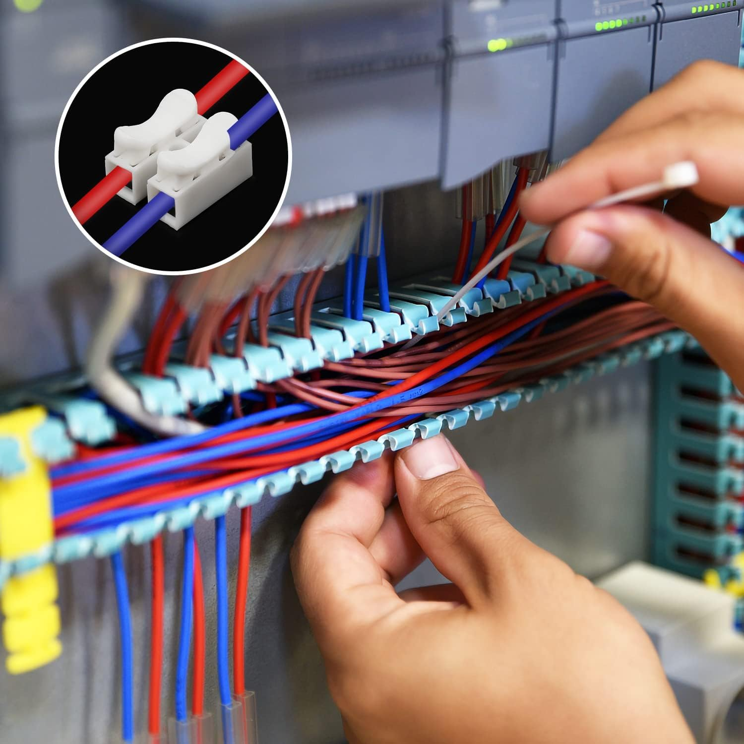 100Pcs 10A 220V CH-2 Quick Connector 2-Position Spring Wire Connectors Self-Locking CH-2 Press Type Electric Connection Quick Wiring Terminal for Lighting and Automotive Electricity image number 1