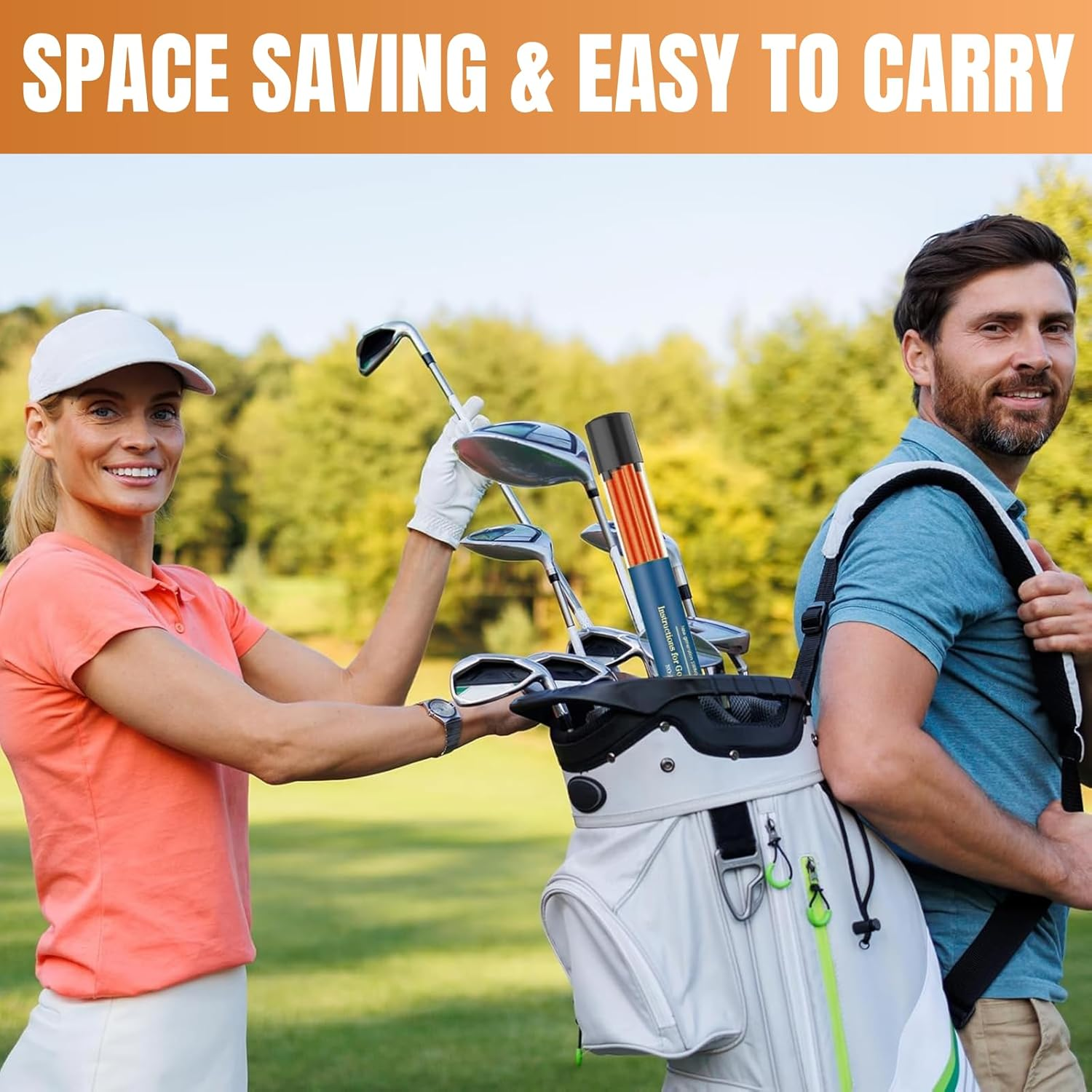 2 Pack Golf Alignment Sticks - Collapsible Golf Practice Rods for Aiming, Putting, Full Swing Trainer, Posture Corrector with Clear Tube Case, Golf Training Equipment image number 2