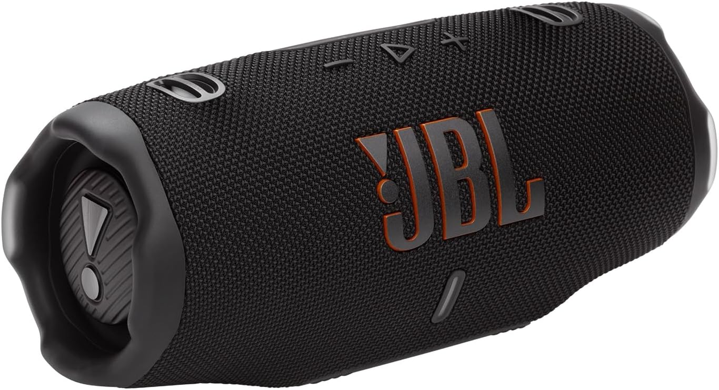 JBL Charge 6, Powerful JBL Pro Sound with AI Sound Boost, up to 28 Hours of Playtime, Multi-Speaker Connection by Auracast, Waterproof, Dustproof, and Drop-Proof, Black and Orange