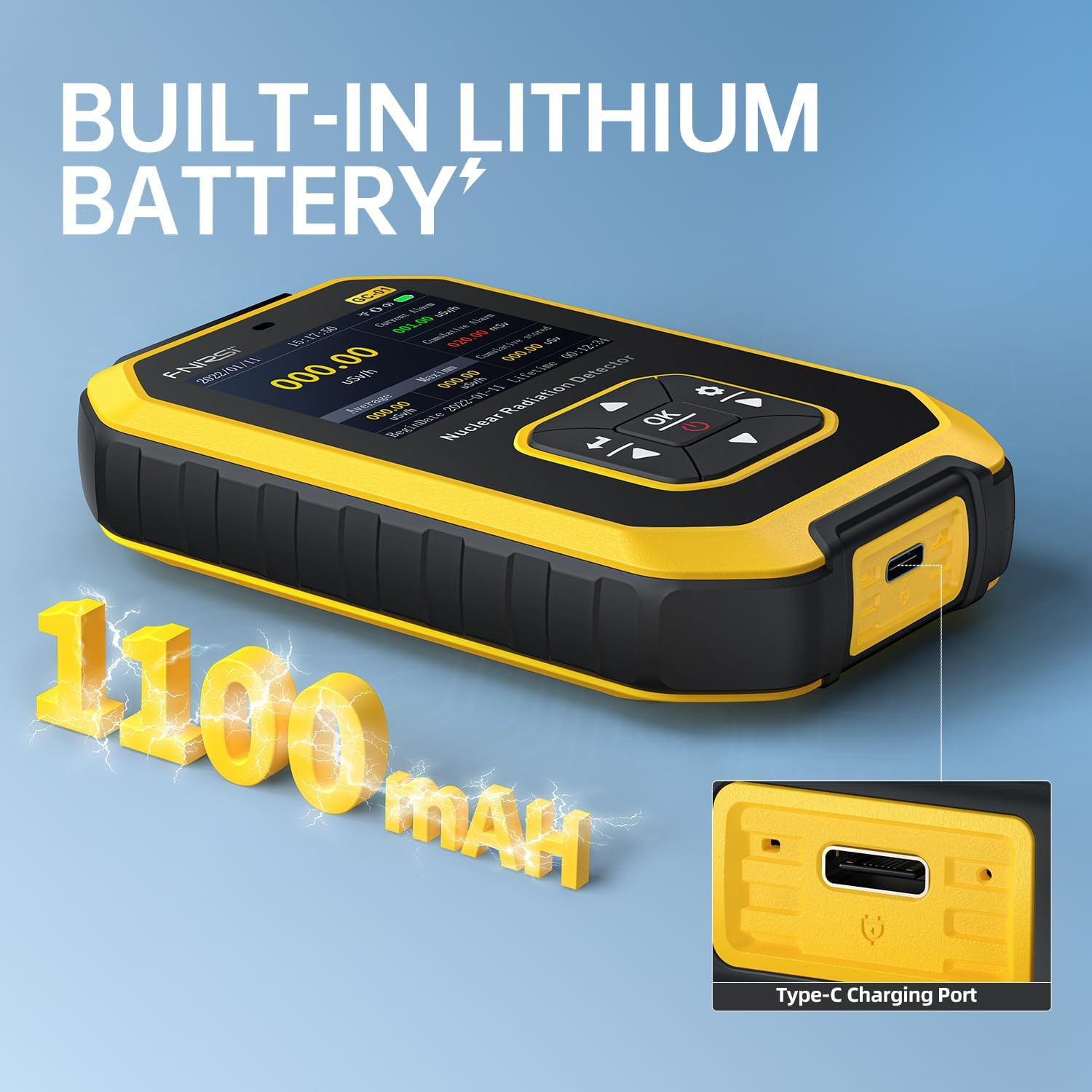 FNIRSI Geiger Counter Nuclear Radiation Detector - Radiation Dosimeter with LCD Display, Portable Handheld Beta Gamma X-Ray Rechargeable Radiation Monitor Meter, 5 Dosage Units Switched,0.0&Mu;sv-500Msv image number 1