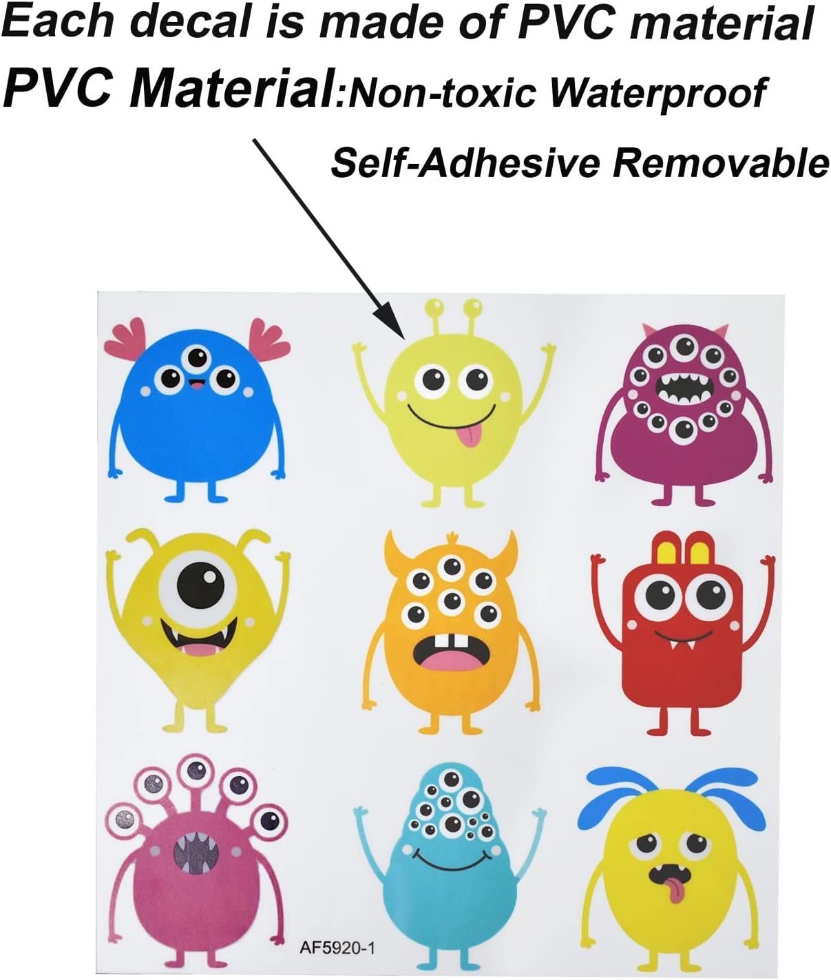 Maydahui Cute Naughty Monster Wall Sticker Big Eye Cartoon Monster Wall Decal (33 * 33 Inch) Art Murals Decor for Halloween Nursery Living Room Kids Bedroom Daycare Center image number 1