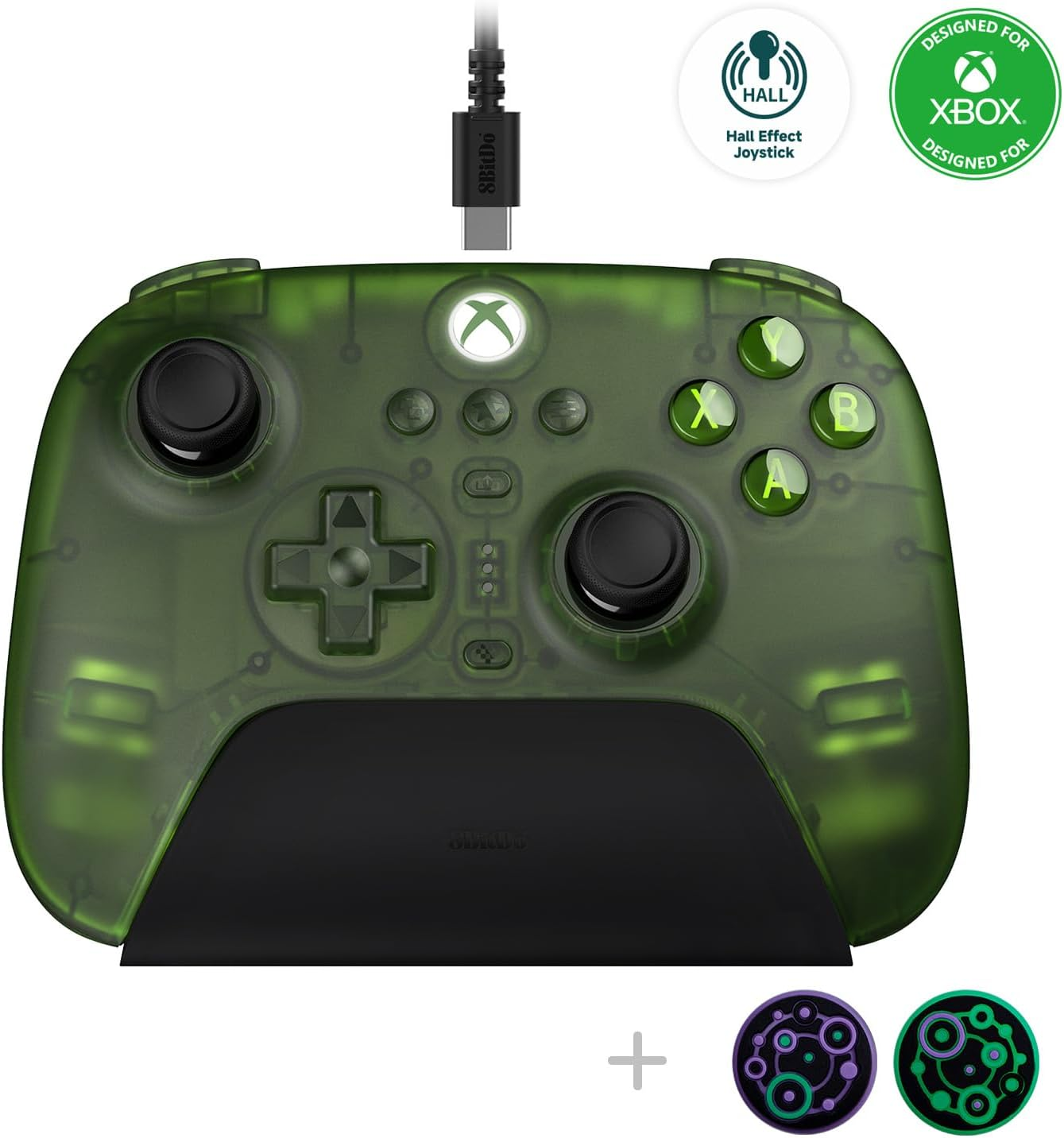 8Bitdo Ultimate 3-Mode Hall Effect Joysticks/Hall Trigger Controller with Charging Dock, Wired for Xbox Series X|S, Xbox One, Wireless for Apple, Windows & Android - Officially Licensed (Jade)