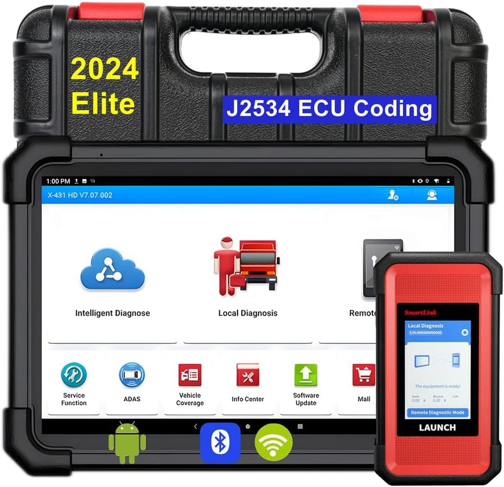 LAUNCH X431 V+ Smartlink HD Heavy Duty Truck Diagnostic Scanner Diesel Commercial Vehicle Construction Machinery Agricultural Bus Scan Tool, J2534 ECU Coding, All System Diagnosis, Active Test image number 3
