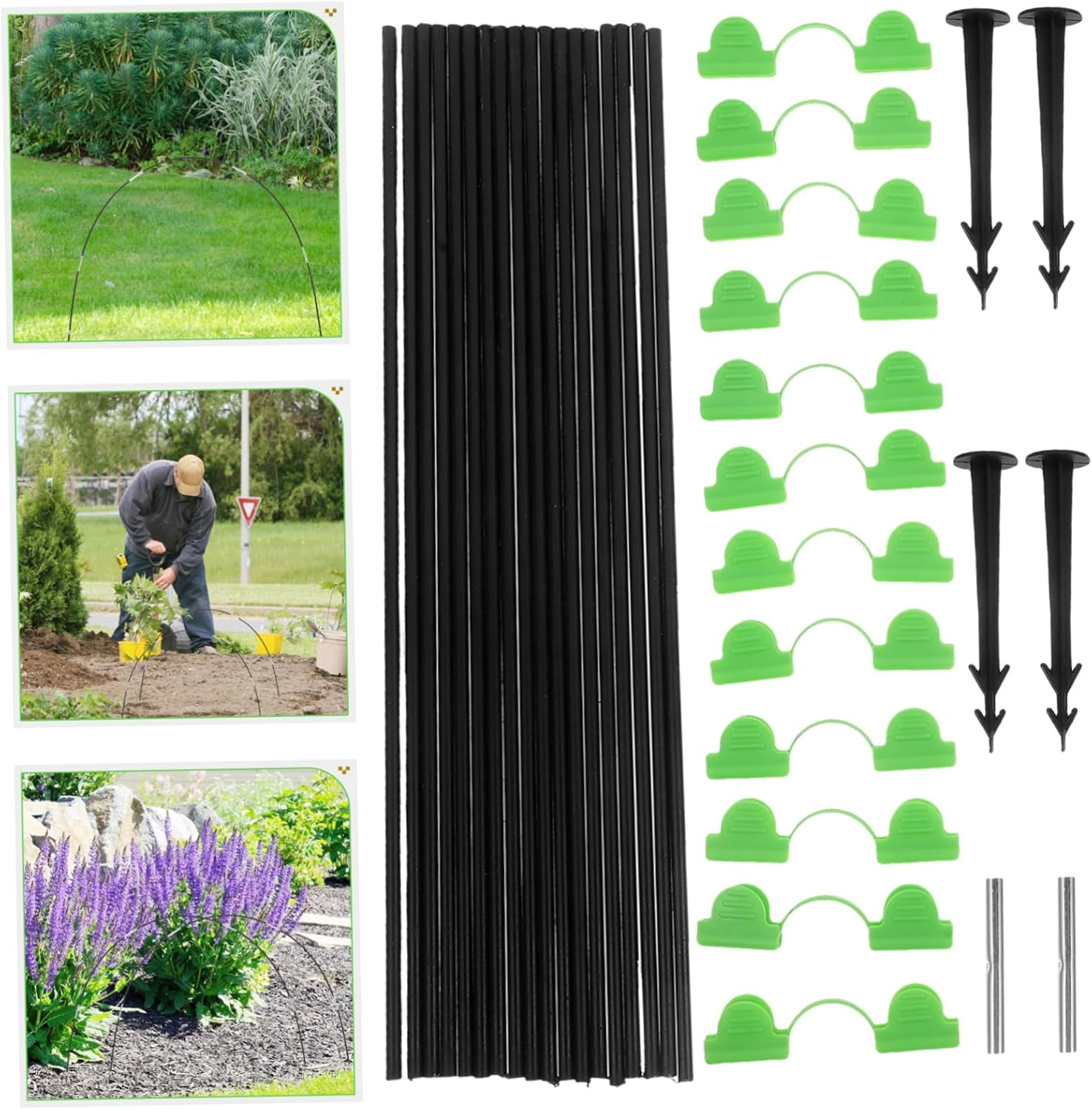 Garden Support Hoops Set Plant Connecting Tubes Floor Nails for Greenhouse Raised Beds and Vegetable Gardens Quick Assembly Gardening Tools for Snail Barrier image number 2