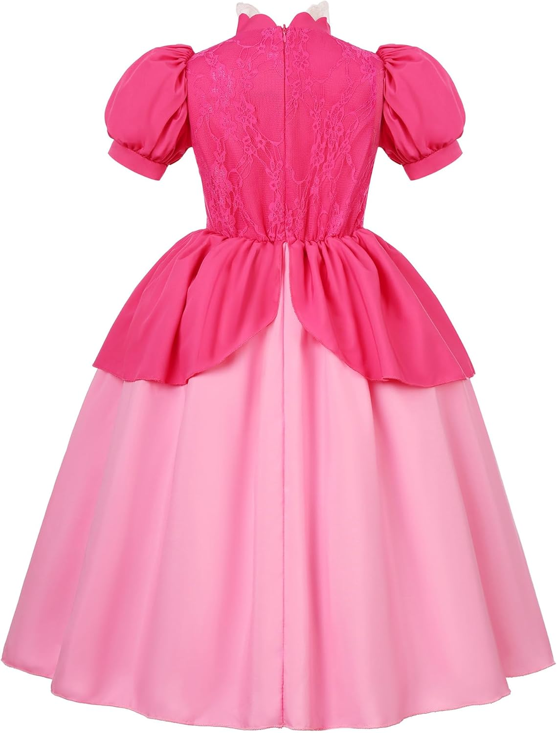 Girls Princess Dress Peach Costume Super Bros Kids LED Light up Princess Dress for Deluxe Halloween Party Dress Up