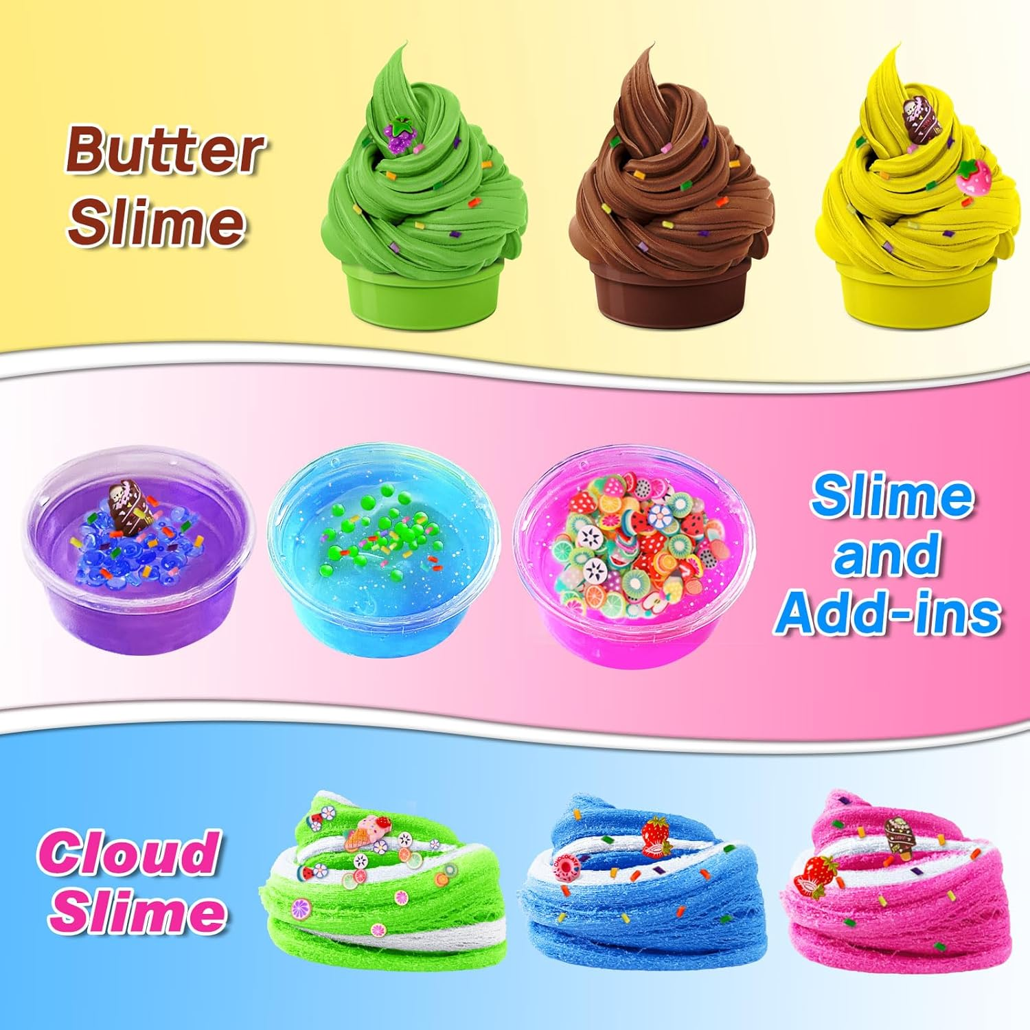 Ice Cream DIY Slime Kit, Slime Making Kit for Girls 10-12, Butter, Foam, Cloud Slime with Add-Ins, Foam Balls, Charms, Gift Toy for Children image number 2