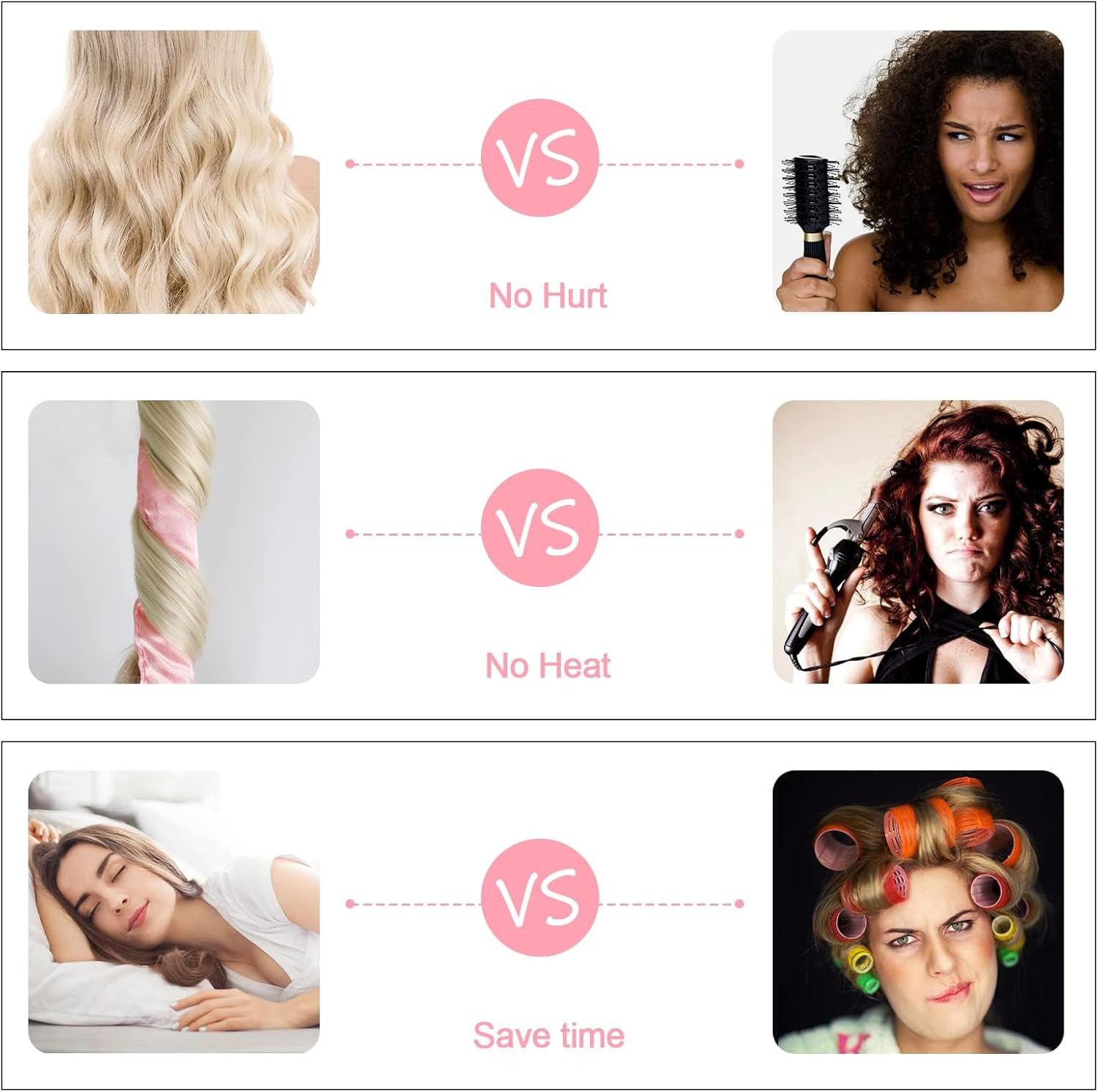 Heatless Curlers Headband, DIY Styling Curling Rod, Soft Sleeping Wave Curls Tools with Flower Patten Elastic Hair Band, No Heat Rollers Rod for Long Medium Hair (Comb)